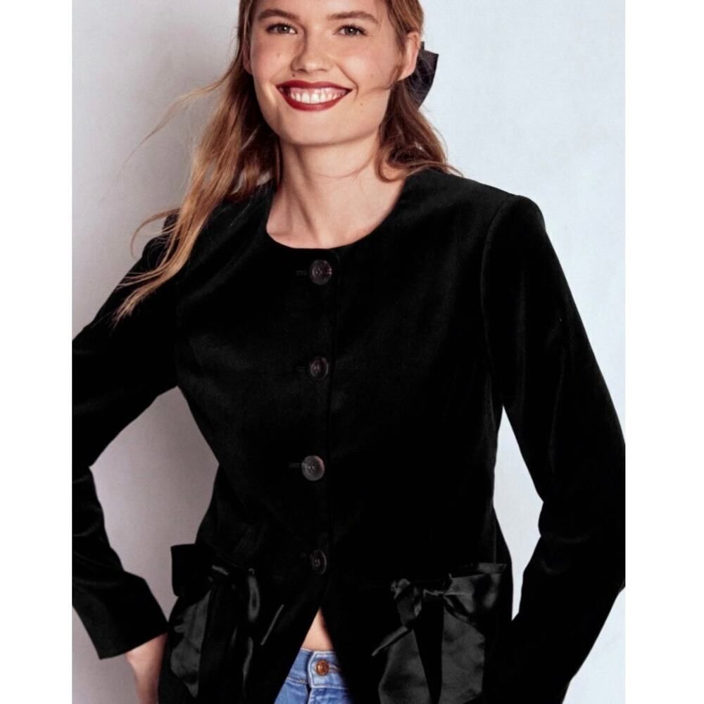 Boden Hampstead Velvet Blazer with Bow Detailing Women’s Sz. 4